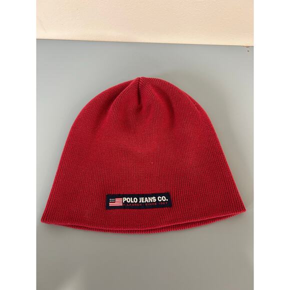 Polo Ralph Lauren red beanie hat one size knit winter - Picture 1 of 7